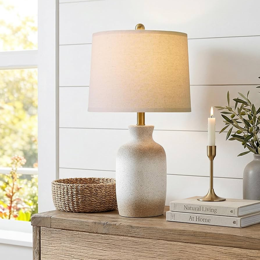 PoKat 24'' Farmhouse Ceramic Table Lamp with Natural Textured Finish | Amazon (US)