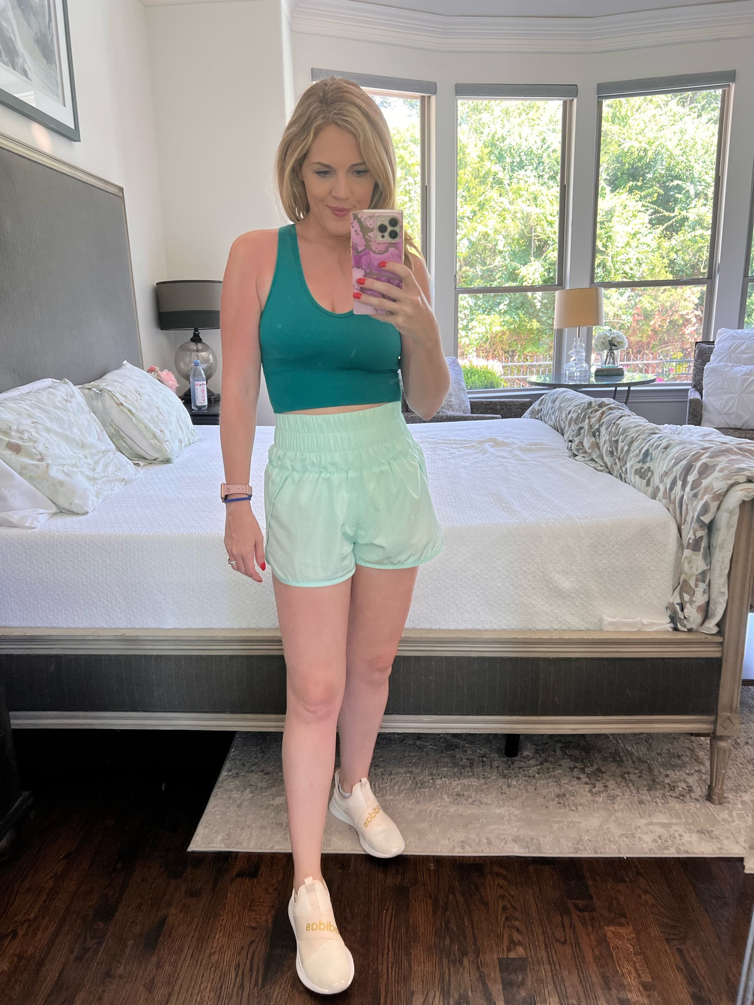 Summer work out look

Free people movement shorts 
Athleta rib tank green 
Mint aqua shorts 
Adidas sneakers 
White sneakers 


#LTKFitness #LTKunder50 #LTKsalealert