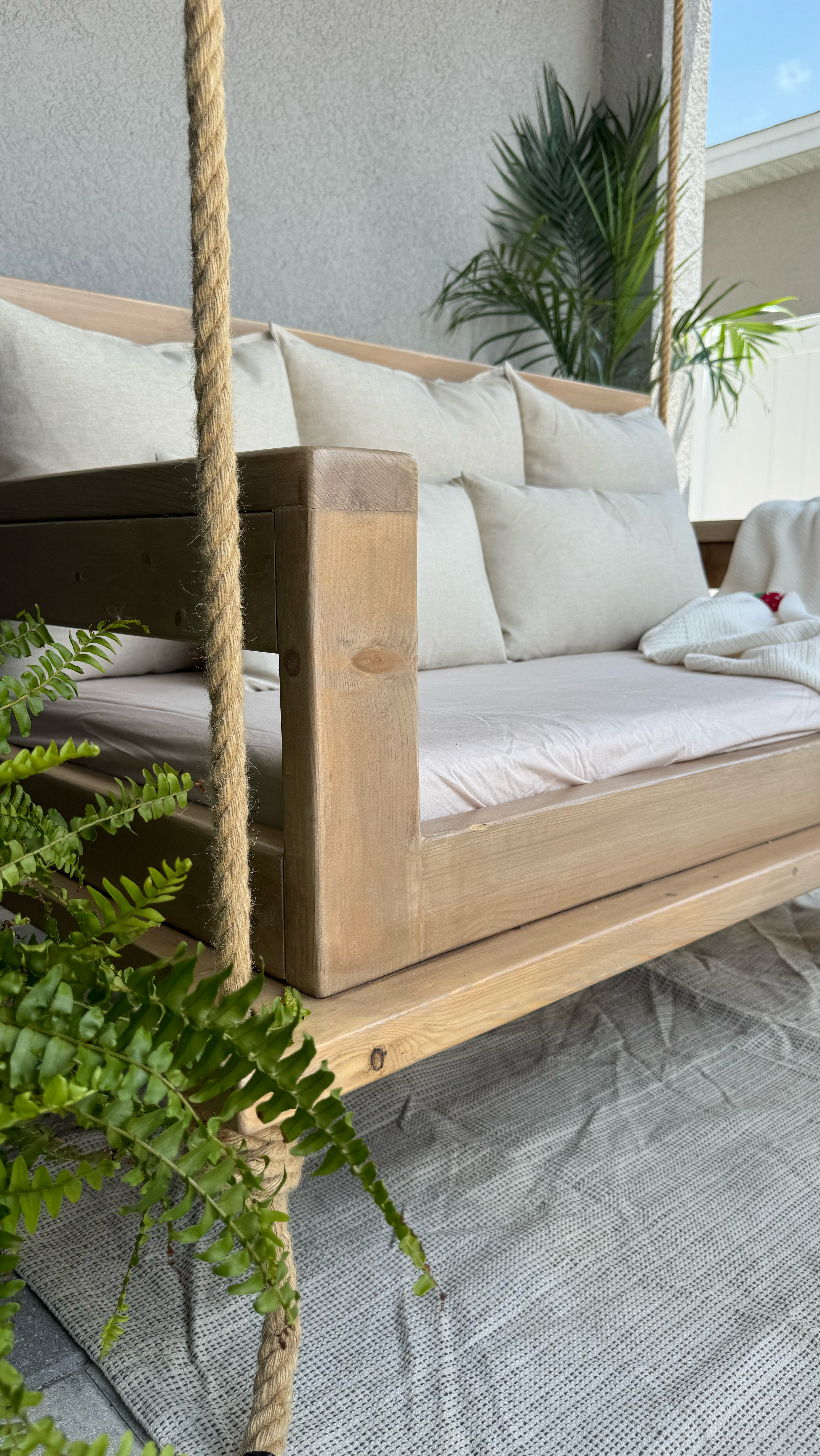 Porch Swing Bed Decor | style your porch swing for the summer #homedecor #swingporch #summerdecor 

#LTKHome #LTKSaleAlert #LTKFindsUnder50