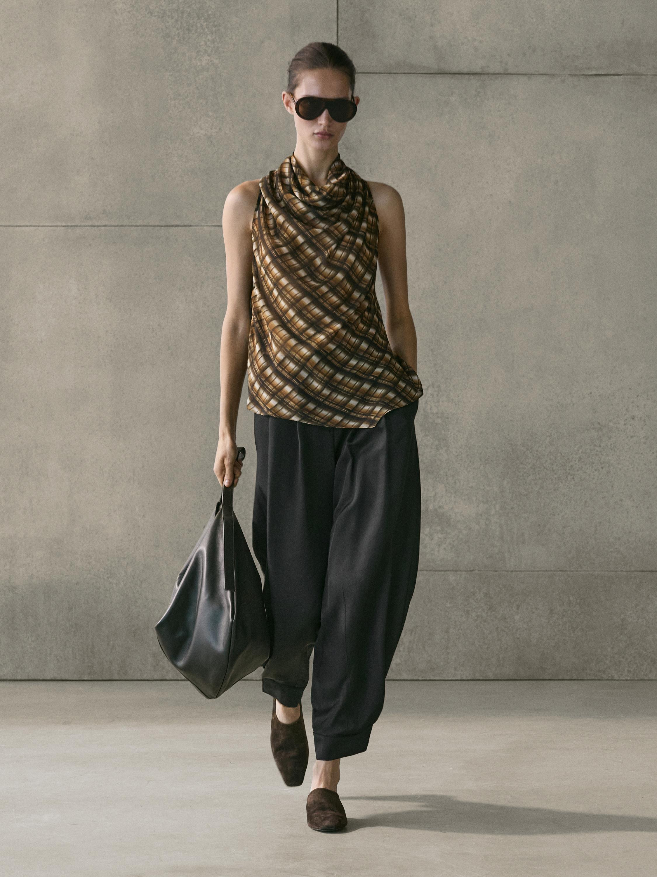 Flowing draped top | Massimo Dutti UK