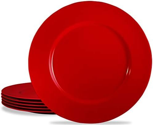 Calypso Basics by Reston Lloyd Melamine Dinner Plate, Set of 6, Red | Amazon (US)