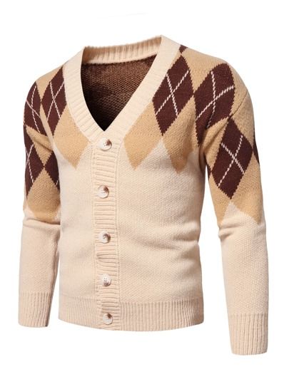 Men Argyle Pattern Cardigan
   SKU: sm2206229981210519      
          (4 Reviews)
            US... | SHEIN