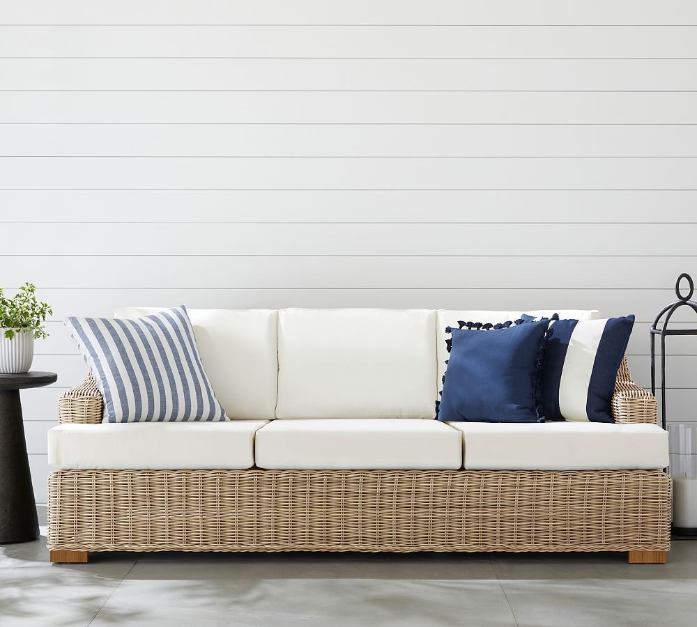 Huntington Wicker Slope Arm Outdoor Sofa (84") | Pottery Barn (US)