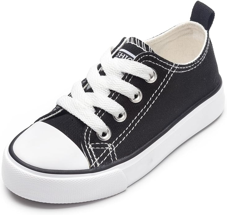 Toddler Canvas Shoes Casual Sneakers for Kids Boys and Girls Low Top Canvas Sneakers Lace Up Canv... | Amazon (US)
