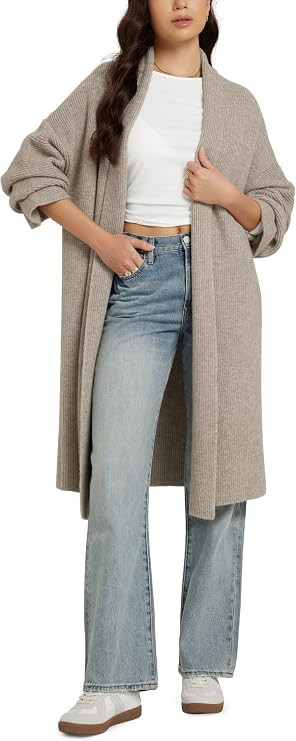 ODODOS Women's Cardigan Sweater Longer Length Open Front Drape Coatigan Warm Soft Knit Long Sleev... | Amazon (US)