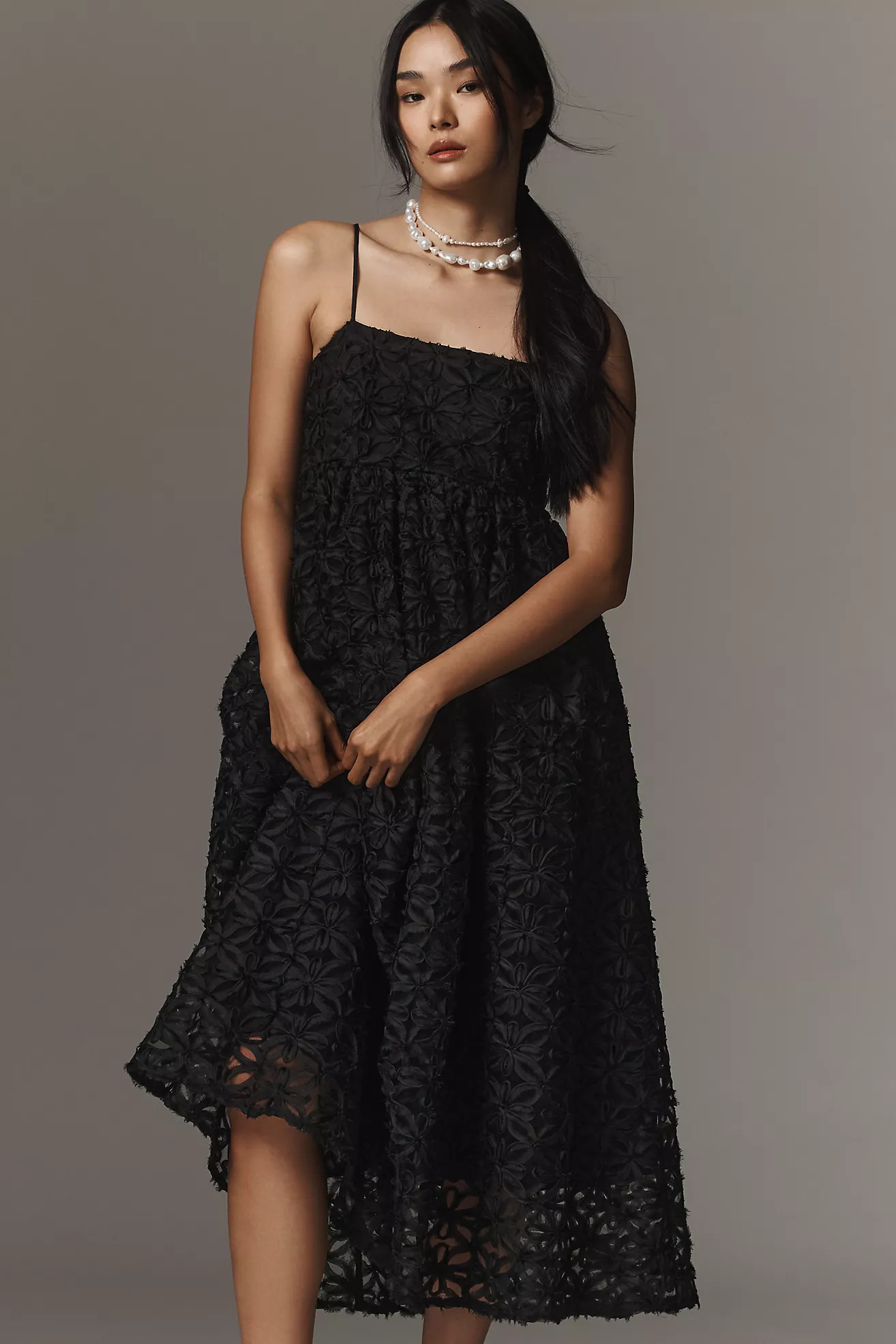 English Factory Square-Neck Babydoll Midi Dress | Anthropologie (US)