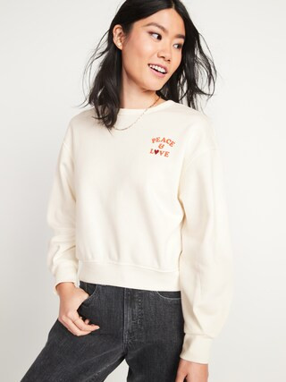 Crew-Neck Cropped Sweatshirt for Women | Old Navy (US)