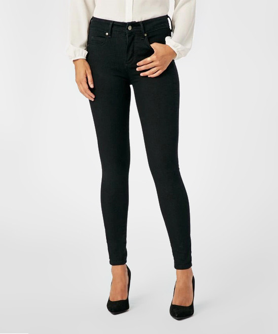 JustFab Women's Denim Pants and Jeans BLACK - Black Mid-Rise Skinny Jeans - Women | Zulily