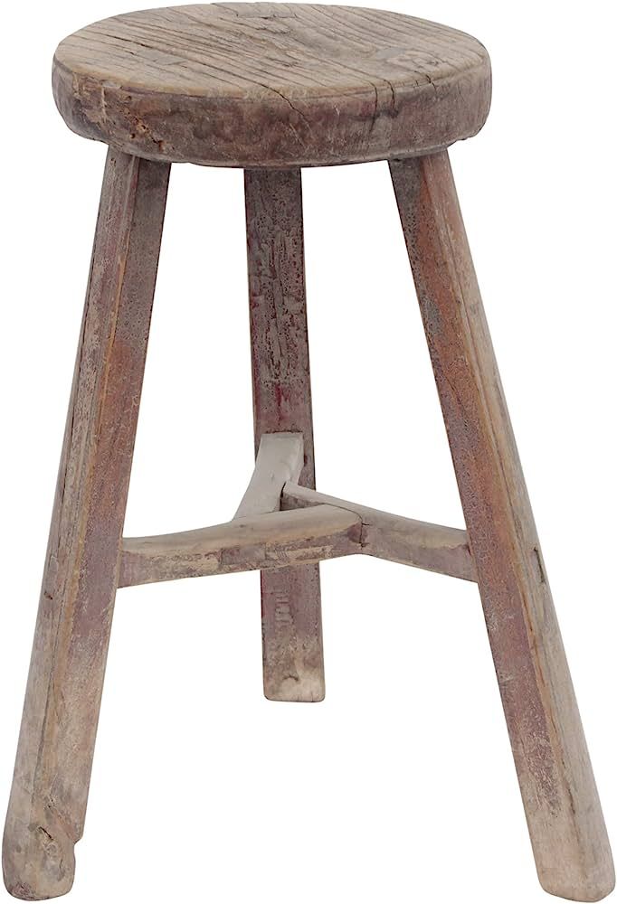 Lily’s Living Artissance Round Vintage Stool, Weathered Natural Wood Finish (Size & Color Vary) | Amazon (US)