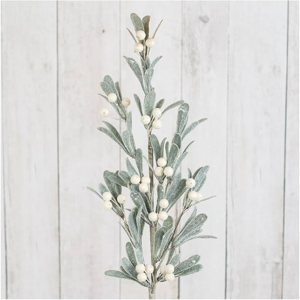 Factory Direct Craft Artificial Frosted Kissing Mistletoe Spray - Fake Winter Greenery Stem for C... | Amazon (US)