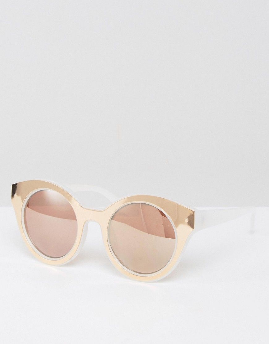 ASOS Round Chunky Sunglasses With Rose Gold Inlay - Gold | ASOS US