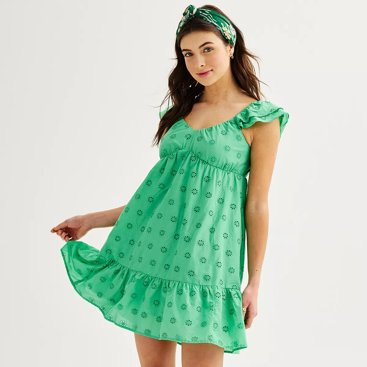 Juniors' SO® Flutter Shoulders Babydoll Mini Dress | Kohl's