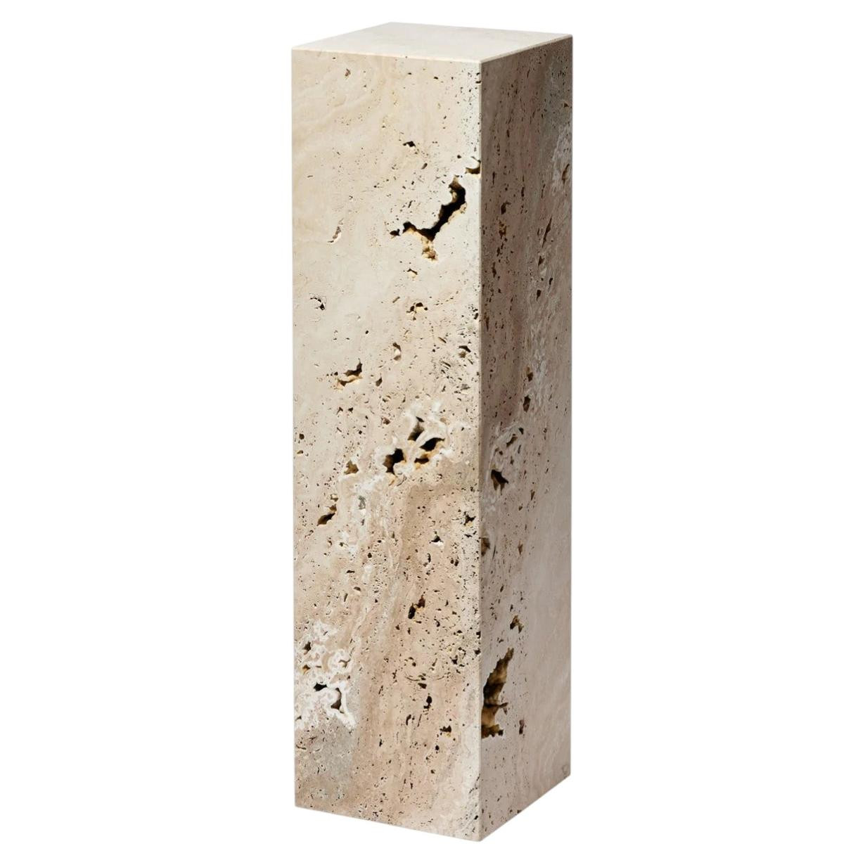 Contemporary Travertine Pedestal with Organic Natural Texture | 1stDibs