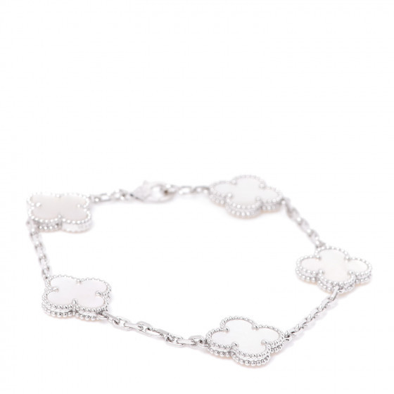 VAN CLEEF & ARPELS 18K White Gold Mother of Pearl 5 Motifs Vintage Alhambra Bracelet | FASHIONPHI... | Fashionphile