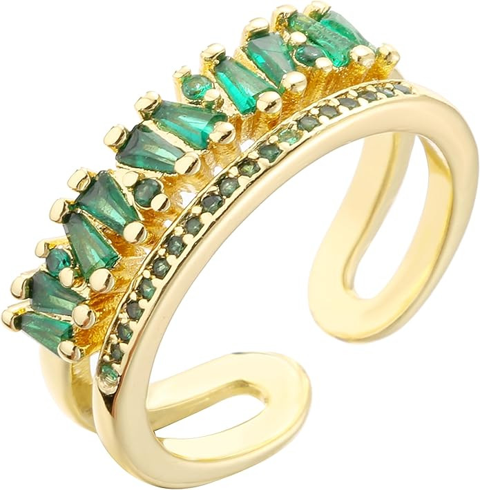 AIKAITUO 14K Gold Plated French Romantic Sparkle Set Zircon Cross Opening Adjustable Women's Fash... | Amazon (US)