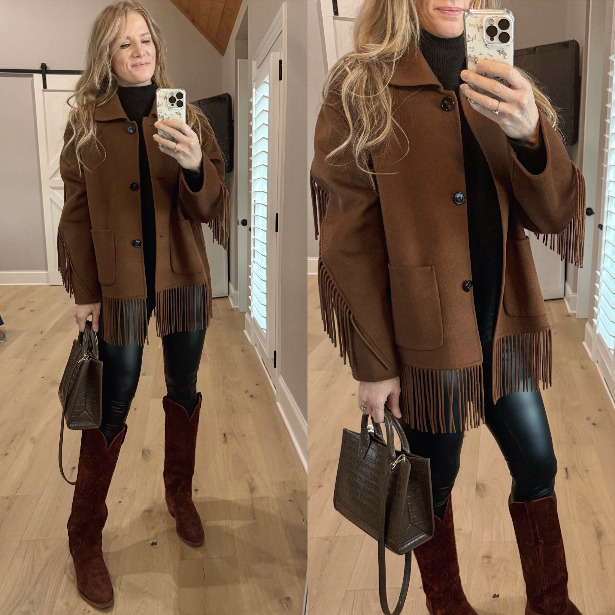 Date night outfit

Size reference 5’ 9” 140 lbs

Fringe jacket - medium (tts)

Black sweater - small (old Kohl’s)

Faux leather leggings - small
(Old target)

Tall cowboy boots - true to size



🔍western date night. Winter date night outfit. Leather leggings outfits. Cowboy boots and leggings outfits. Classy western outfits. Tall cowboy boots outfits. 

#LTKSaleAlert #LTKFindsUnder100 #LTKFindsUnder50