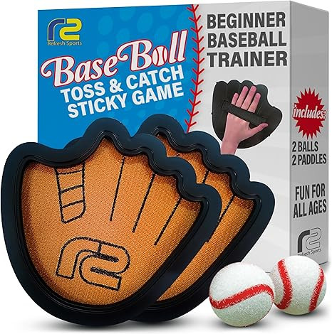 Toss and Catch Ball Set: Beginner Sticky Balls & Kids Baseball Training Glove Toy Paddle - Fun Ba... | Amazon (US)