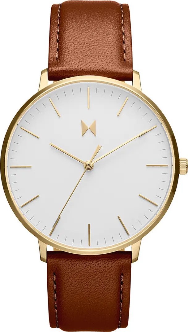 MVMT Legacy Slim Leather Strap Watch, 42mm | Nordstrom | Nordstrom