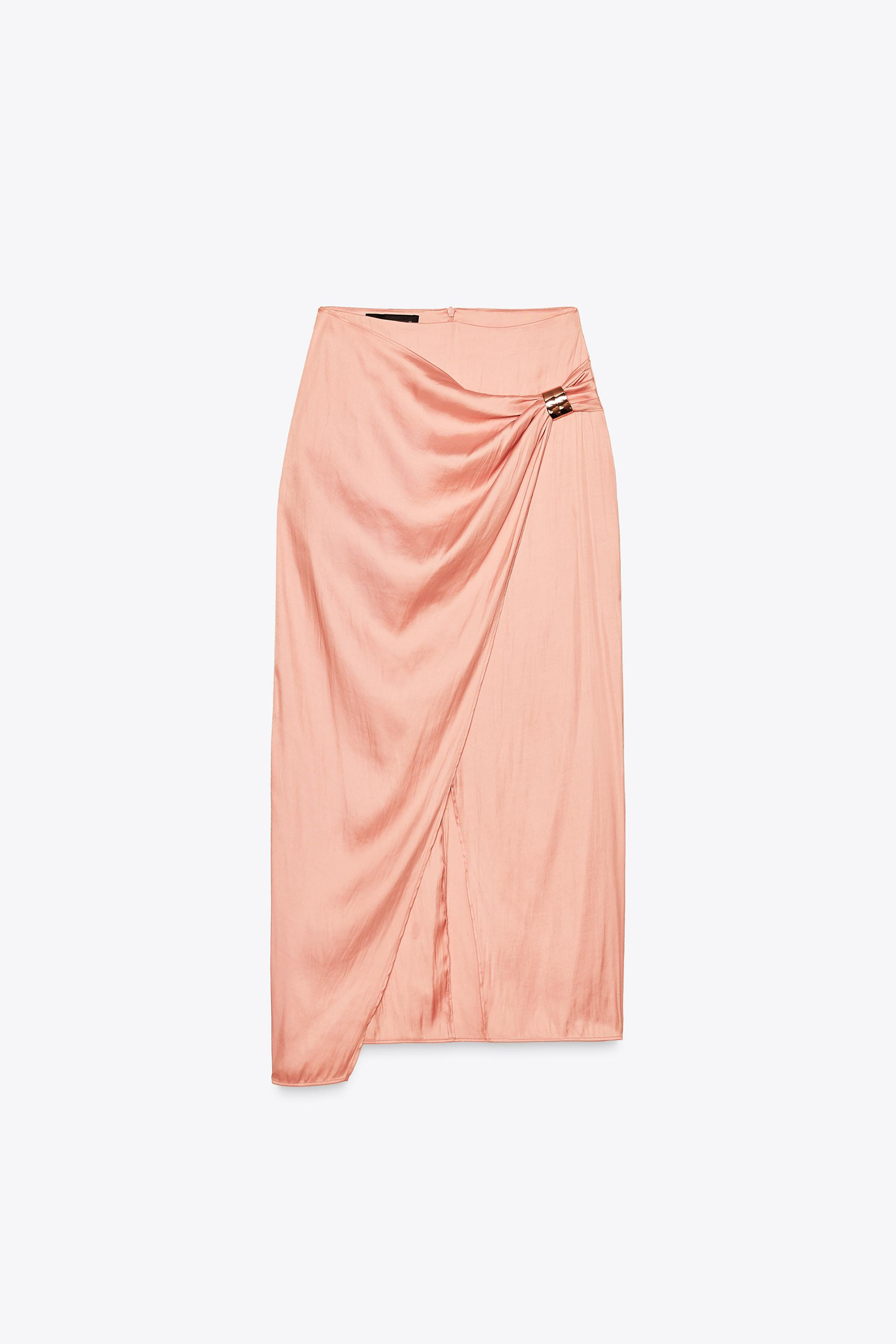 SATIN MIDI SKIRT WITH GOLD APPLIQUÉ | Zara US