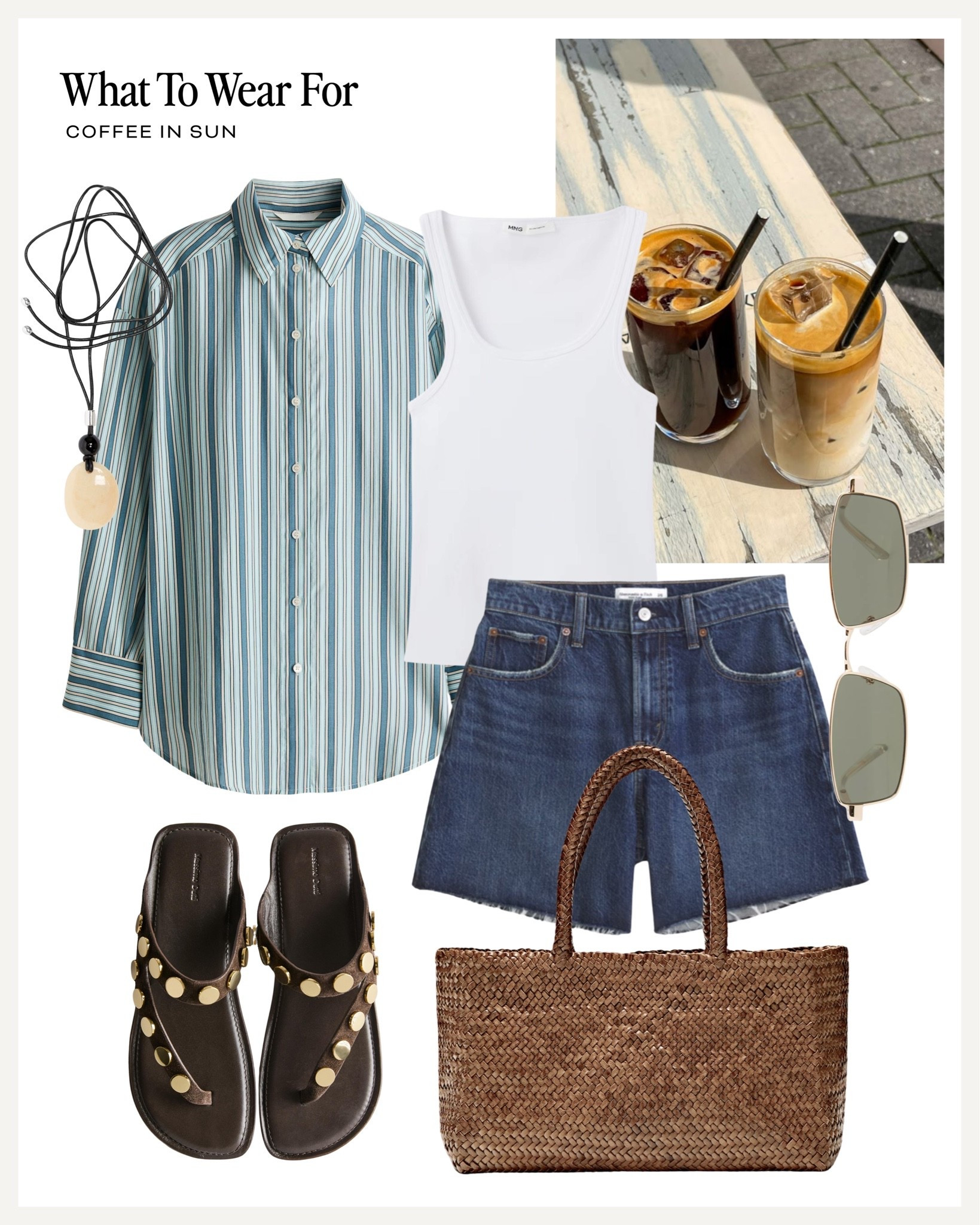 A coffee date ☕️ 

Summer photo, denim shorts, H&M shirt, suede sandals, woven tote bag, heatwave

#LTKsummer