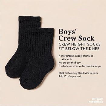 Amazon Essentials Boys and Toddlers' Cotton Crew Sports Socks, 10 Pairs | Amazon (US)
