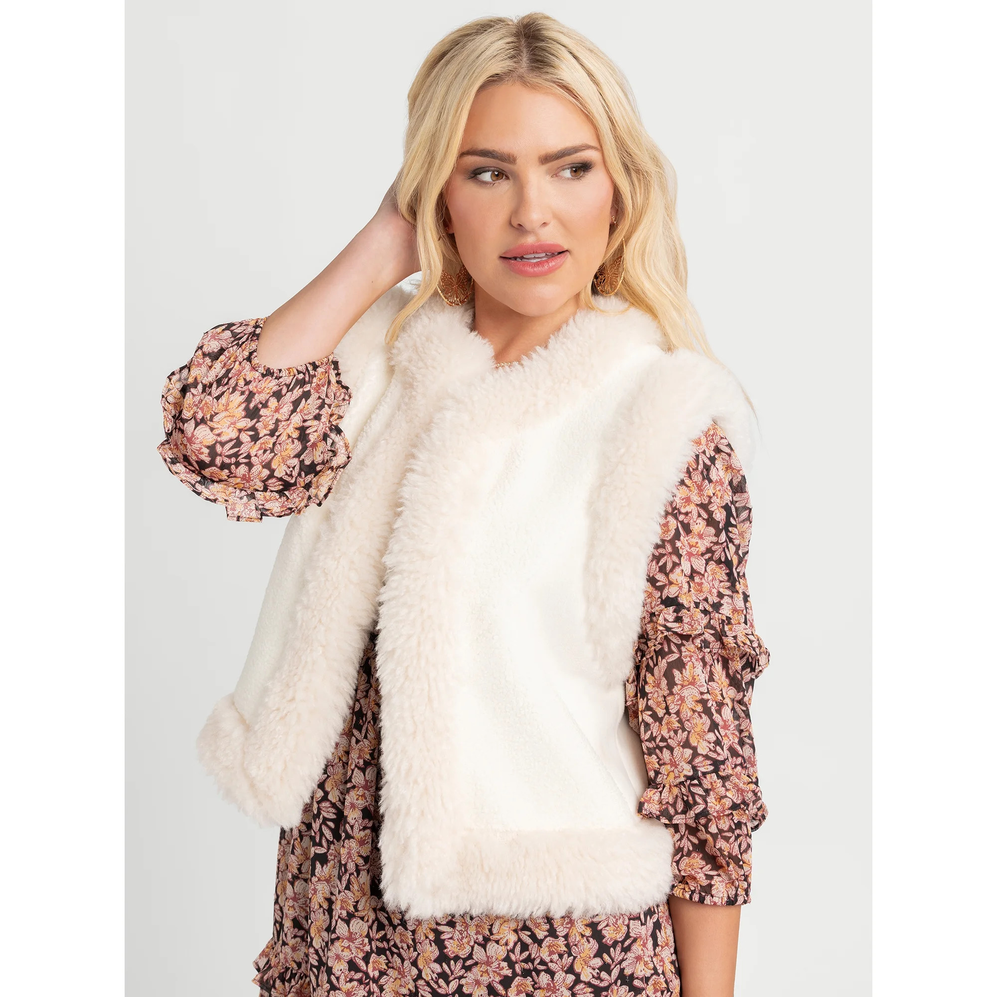 Jessica Simpson Women's Patchwork Faux Fur Vest, Sizes XS-XXL | Walmart (US)