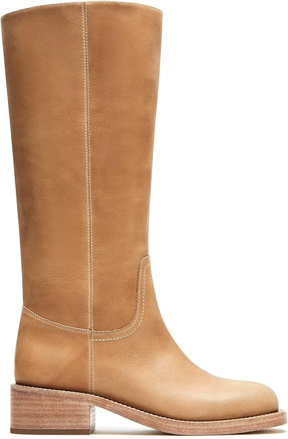 DOEYG Women's Knee High Boots Square Toe Chunky Block Heel Tall Boots Wide Calf Vintage Comfortab... | Amazon (US)