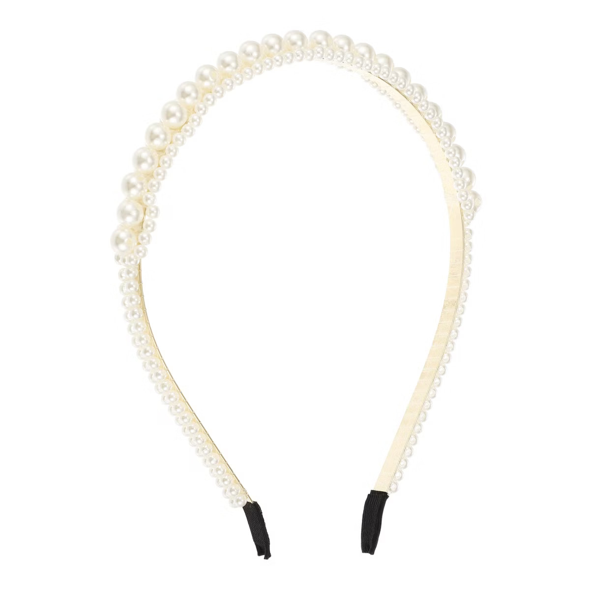 Unique Bargains Women's Elegant Faux Pearl Headband Gold Tone White 1 Pc | Target