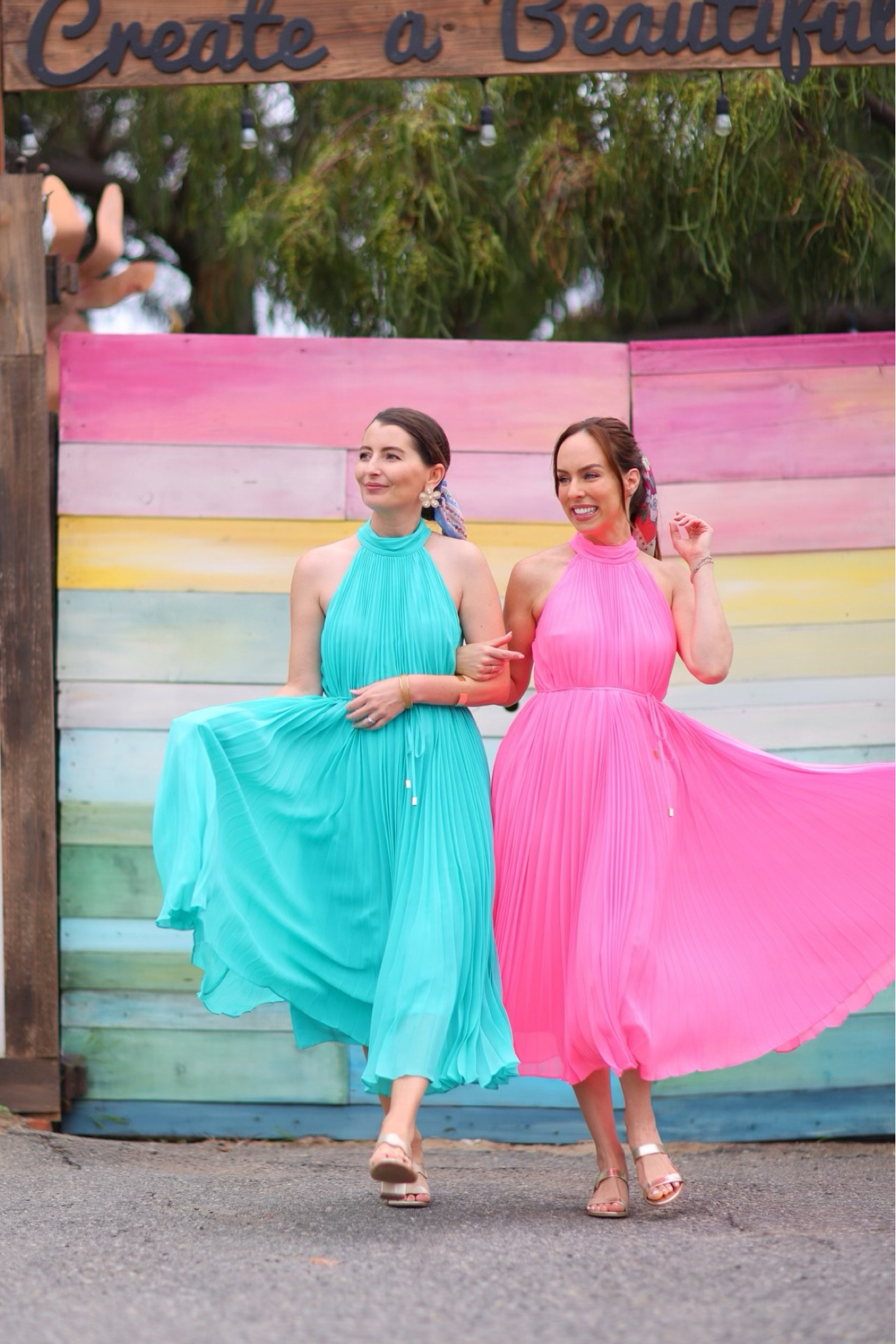 Hot pink hotsell pleated dress