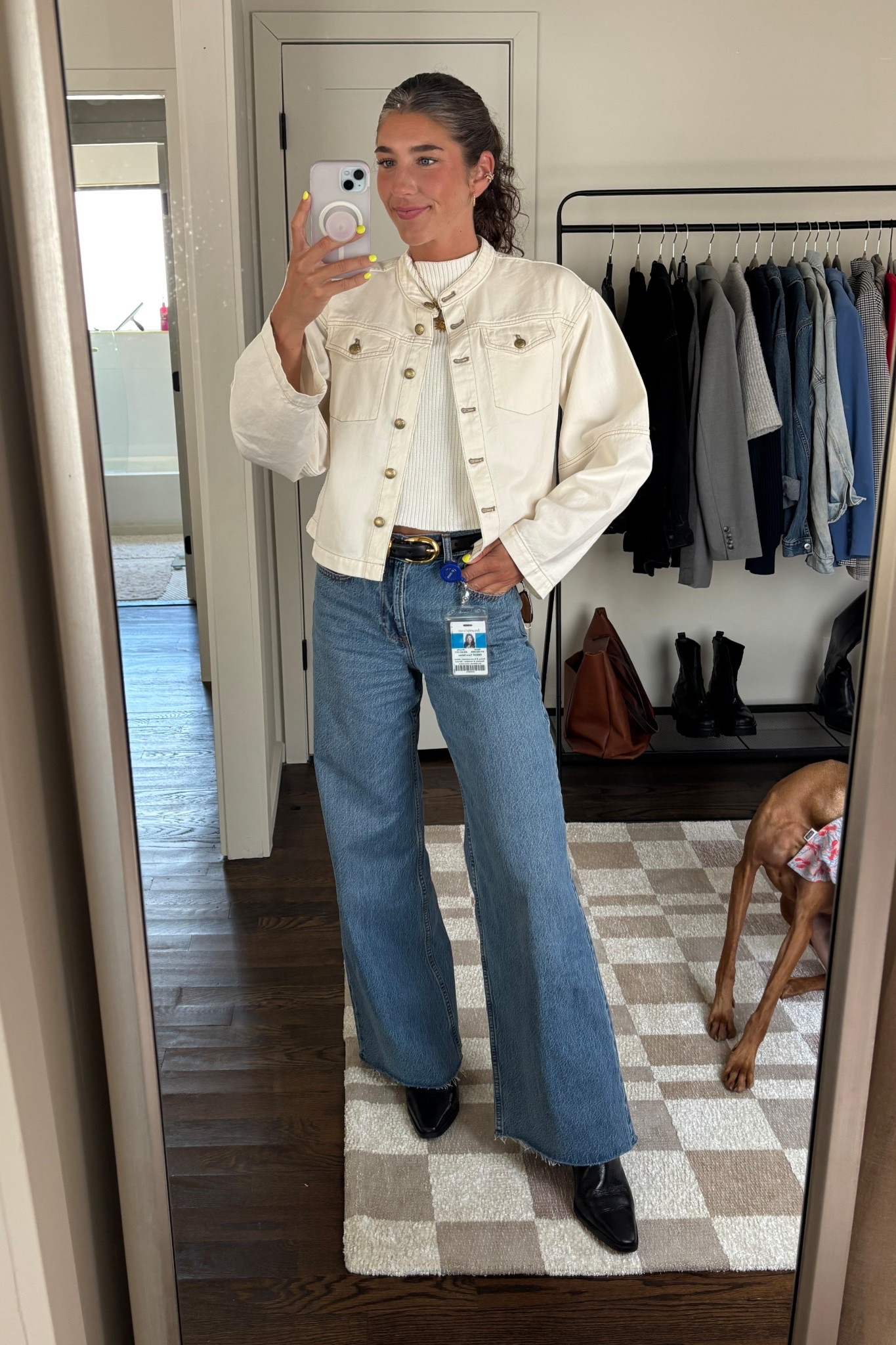 Another work outfit with this perfect denim jacket! Top is part of a set from Amazon and jeans are the fringe wash. 

#LTKWorkwear #LTKStyleTip #LTKxMadewell