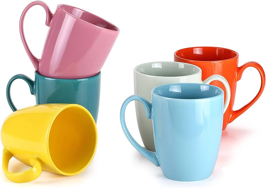Amazon.com | MIWARE 13 Ounce Porcelain Mugs, Set of 6, Tea and Coffee Mug Set, Multicolor (Multic... | Amazon (US)