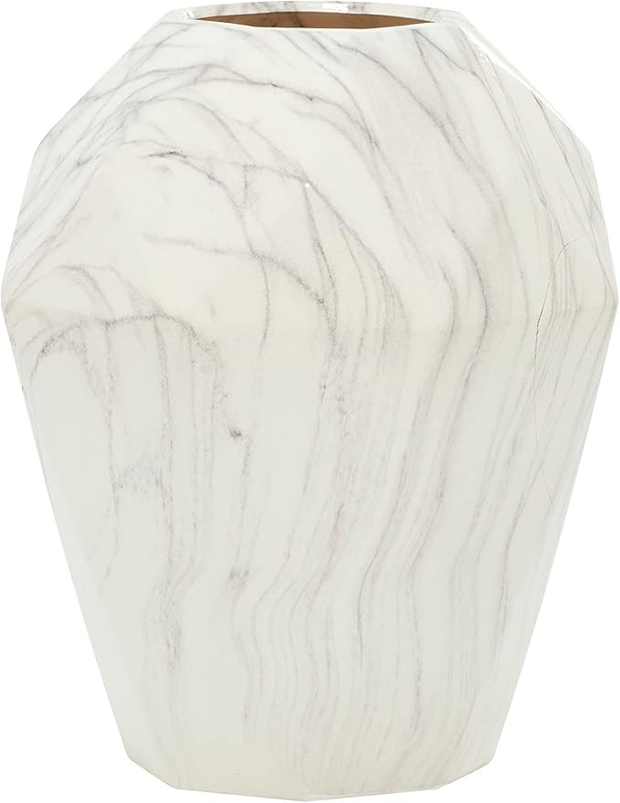 Deco 79 Ceramic Faux Marble Vase, 10" x 10" x 12", White | Amazon (US)