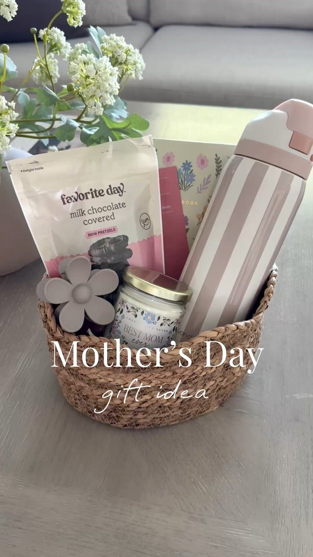 Mother’s Day gift Idea 🤍

▫️notebook or journal 
▫️collagen face mask
▫️cutest water bottle @sandjest  
▫️yummy chocolate covered pretzels 
▫️candle 
▫️flower hair clip 


#mothersday #giftsforher #waterbottle #sandjest #mothersdaygift #giftideas #momcandle #flowerhairclip

#LTKMothersDay #LTKmomlife #LTKselfcare