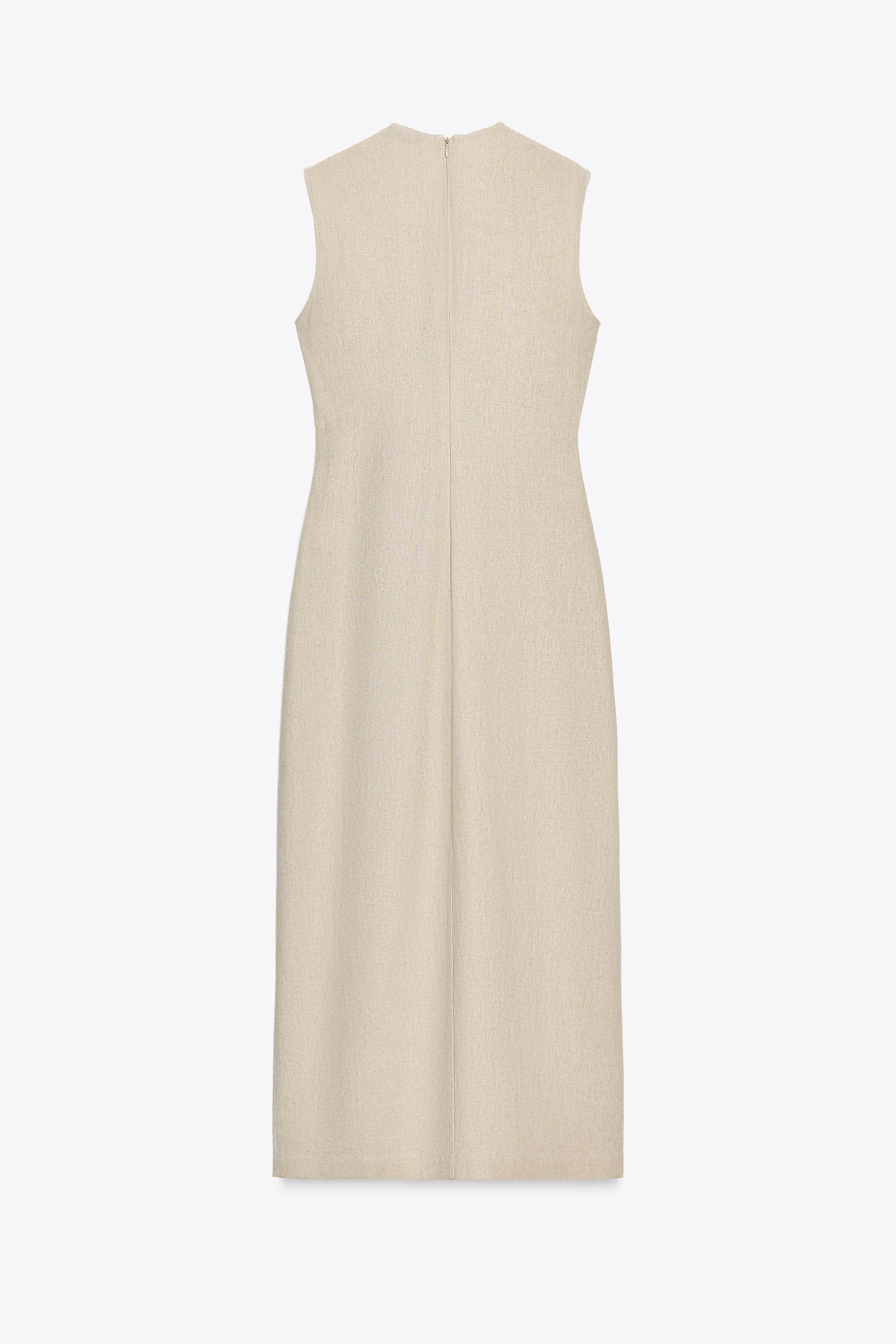 LINEN BUCKLE MIDI DRESS | Zara US