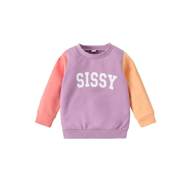 Huakaishijie Toddler Baby Girl Sweatshirt Long Sleeve Letter Patchwork Pullover Shirt Sweater | Walmart (US)