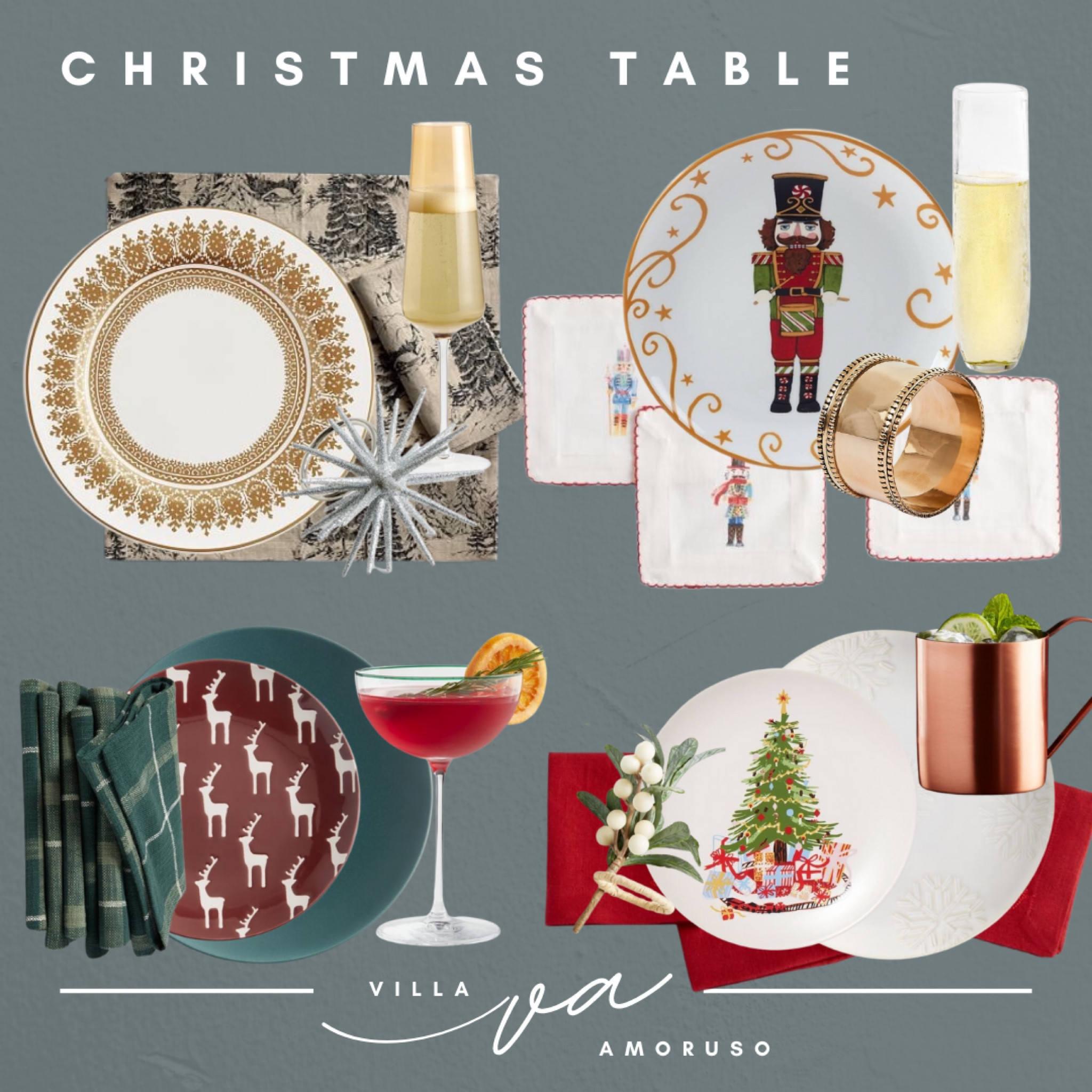 Setting an incredible Christmas table.  Gorgeous dishes.  Stylish napkins,  Fun wine and cocktail glasses.  

#LTKSeasonal #LTKstyletip #LTKHoliday