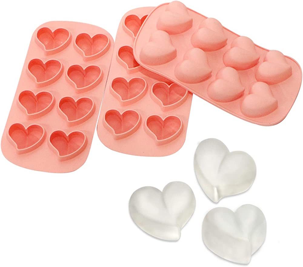 Webake Ice Cube Trays Silicone Set of 3 Reusable Silicone Ice Cube Molds Heart Shaped Ice Maker f... | Amazon (US)