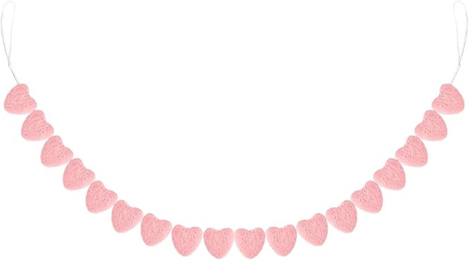 Valentine's Day Felt Heart Garland Banner 5.25 Feet Long String of Hearts Garland 18 Handmade Hea... | Amazon (US)