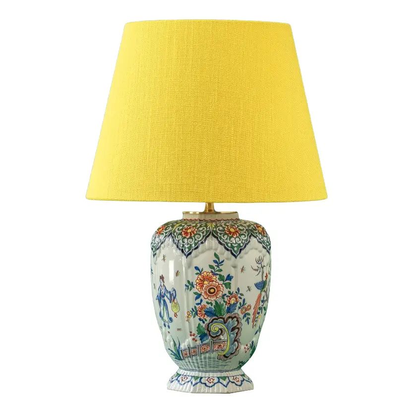 One-of-a-Kind Handcrafted Polychrome Vase Pharrell Table Lamp from Antique Royal Delft | Chairish
