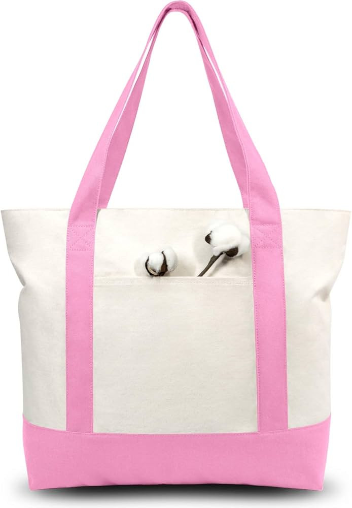 TOPDesign 1-Pack Canvas Tote Bag with an External Pocket, Reusable Grocery Shopping Bag, Top Zipp... | Amazon (US)