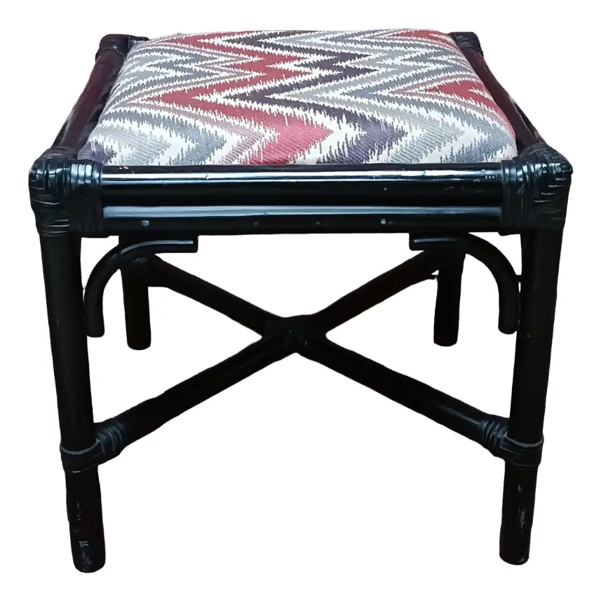 Rattan Stool with Woven Seat | Chairish