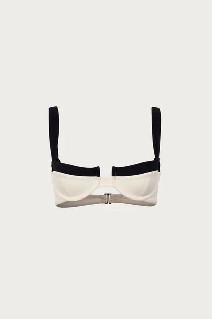 Underwire Top (Faux Suede Cream/Black) | SAME