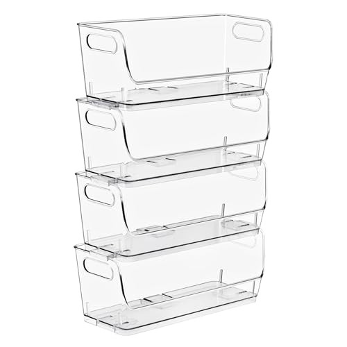 Sorbus Clear Pantry Storage Containers – Open Front Kitchen Organizer, Stackable Design for Cabinets, Shelves & Food Storage (Small Narrow, 4 Pack) | Amazon (US)