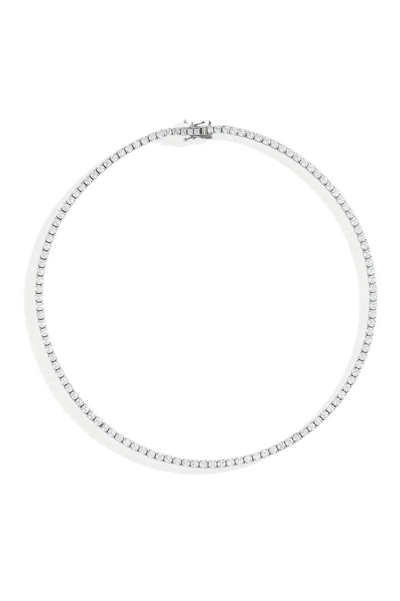 Mint & Lily 3mm Tennis Necklace in 925 Sterling Silver at Nordstrom, Size 18 | Nordstrom