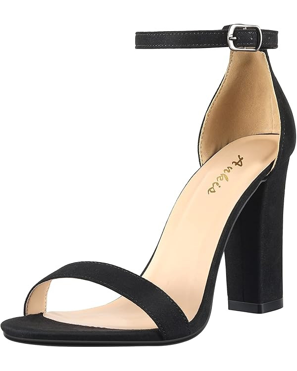 Ankis Nude Black White Heels for Women Open Toe Ankle Strap High Heel Sandals Party Wedding Strap... | Amazon (US)