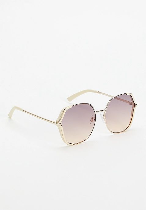 Gold and Ivory Oversized Sunglasses | Maurices