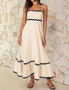 ZESICA Women's 2024 Summer Spaghetti Straps Sleeveless Backless Sundress Flowy Smocked Lace Swing... | Amazon (US)