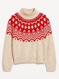 Mock-Neck Fair Isle Cropped Sweater for Women | Old Navy (US)