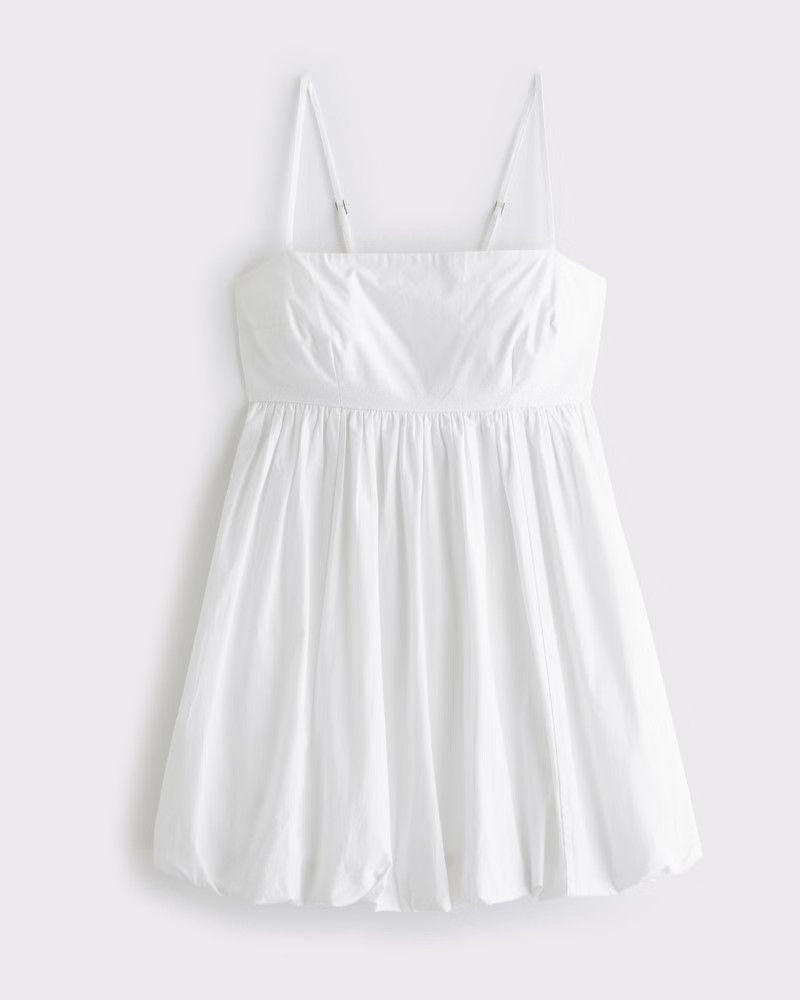 Abercrombie & Fitch Women's Babydoll Bubble Hem Mini Dress in White - Size XS TALL | Abercrombie & Fitch (US)