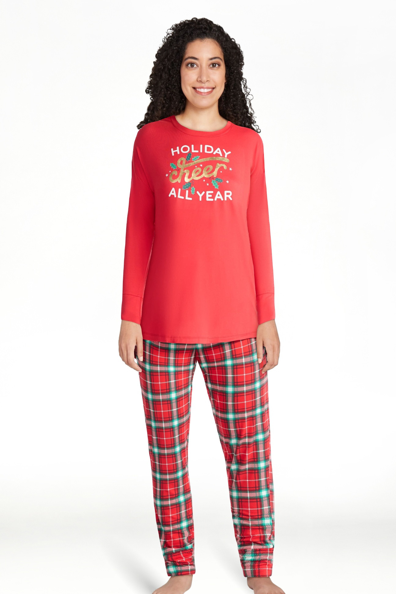 Jaclyn Conjunto de Pijama de Camiseta para Dormir y Pantalones Deportivos con Gráfico Navideño ... | Walmart (US)